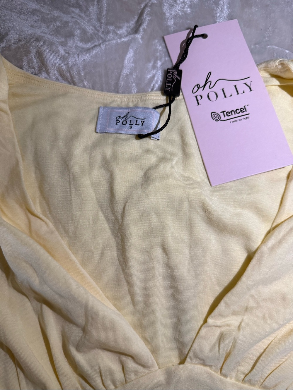 Oh Polly Light Yellow Wrap Mini Dress with Sash - Picture 2 of 6